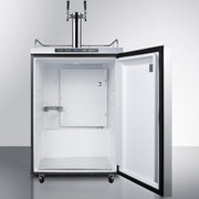 Summit Commercial 24-Inch 5.6 Cu. Ft. Outdoor Rated Double Tap Beer Dispenser / Kegerator - Horizontal Handle - SBC635MOS7HHTWIN