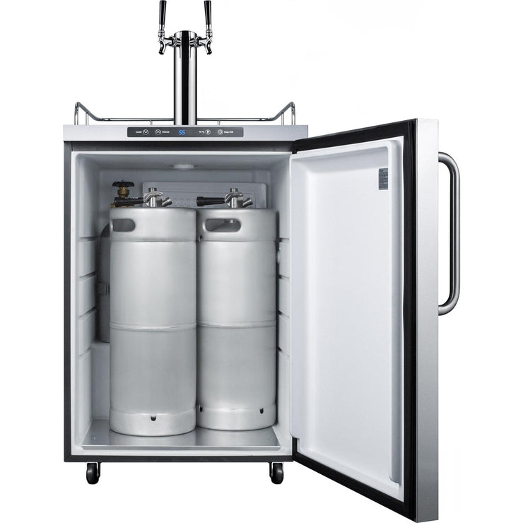 Summit Commercial 24-Inch 5.6 Cu. Ft. Outdoor Rated Double Tap Beer Dispenser / Kegerator - SBC635MOS7TWIN