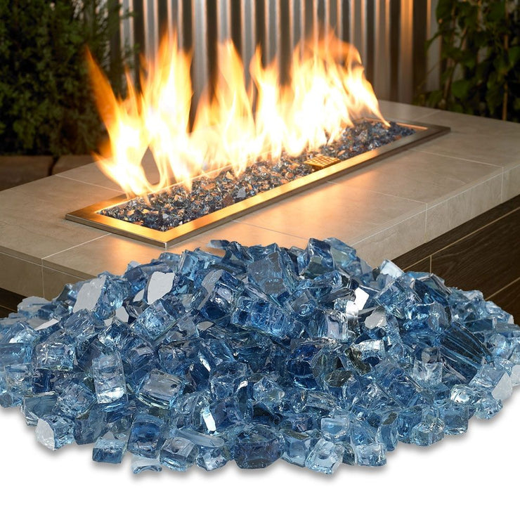 American Fire Glass 1/2" Pacific Blue Reflective Fire Glass (100 lbs) - Fire Pit Oasis