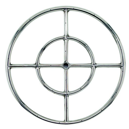 American Fire Glass 18" Double-Ring Stainless Steel Burner with a 1/2" Inlet - Fire Pit Oasis