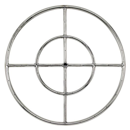 American Fire Glass 24" Double-Ring Stainless Steel Burner with a 1/2" Inlet - Fire Pit Oasis
