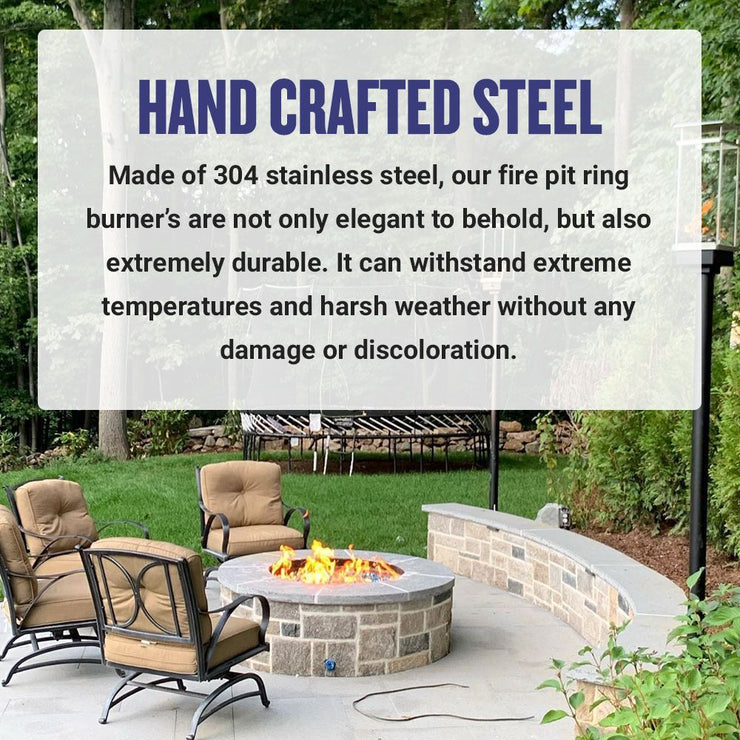 American Fire Glass 24" Double-Ring Stainless Steel Burner with a 1/2" Inlet - Fire Pit Oasis