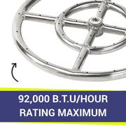American Fire Glass 24" Double-Ring Stainless Steel Burner with a 1/2" Inlet - Fire Pit Oasis