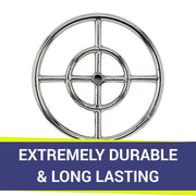 American Fire Glass 24" Double-Ring Stainless Steel Burner with a 1/2" Inlet - Fire Pit Oasis