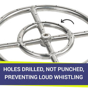 American Fire Glass 24" Double-Ring Stainless Steel Burner with a 1/2" Inlet - Fire Pit Oasis