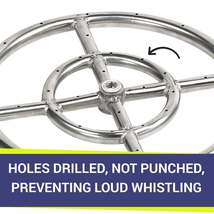 American Fire Glass 24" Double-Ring Stainless Steel Burner with a 1/2" Inlet - Fire Pit Oasis