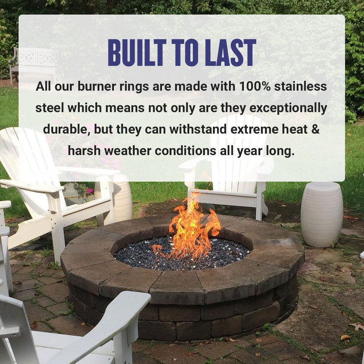 American Fire Glass 24" Double-Ring Stainless Steel Burner with a 1/2" Inlet - Fire Pit Oasis