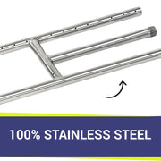 American Fire Glass 24" x 6" Stainless Steel H-Style Burner - Natural Gas - Fire Pit Oasis