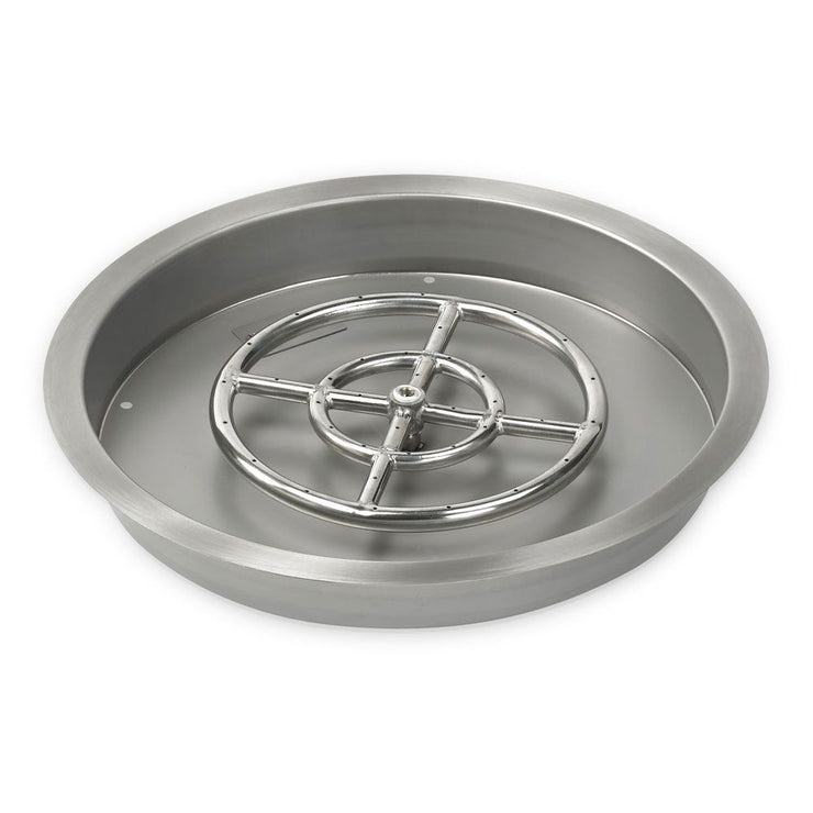 American Fire Glass 25" Stainless Steel Round Drop-In Pan With 18" Ring Burner - Fire Pit Oasis