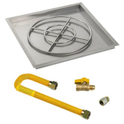 American Fire Glass 30" Square Drop-In Pan with Match Light Kit (24" Fire Pit Ring) - Natural Gas - Fire Pit Oasis