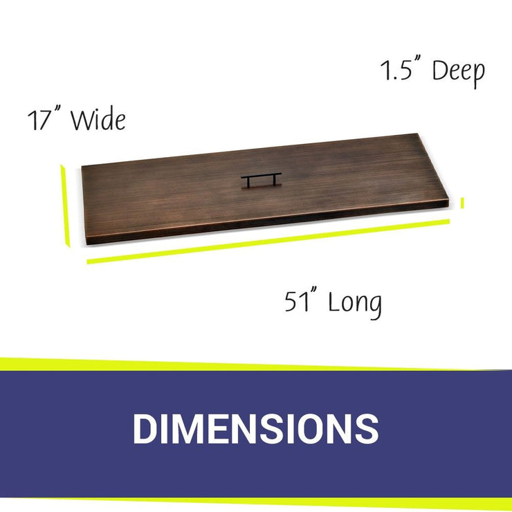 American Fire Glass Oil Rubbed Bronze Stainless Steel Cover for (OB-AFPP-48) 48" x 14" Rectangular Drop-In Fire Pit Pan - Fire Pit Oasis