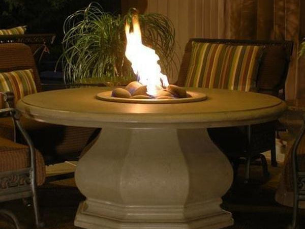 American Fyre Designs Chat Height Octagon Firetable with Concrete Top - Fire Pit Oasis