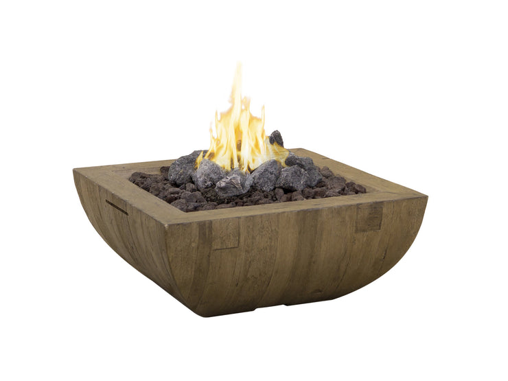 American Fyre Designs Reclaimed Wood Bordeaux Square Fire Bowl - Fire Pit Oasis