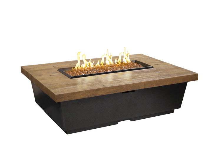 American Fyre Designs Reclaimed Wood Contempo Rectangle Fire Table - Fire Pit Oasis