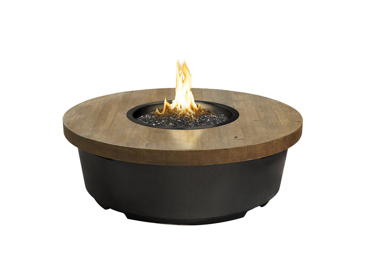 American Fyre Designs Reclaimed Wood Contempo Round Fire Table - Fire Pit Oasis