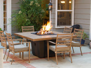 American Fyre Designs Reclaimed Wood Cosmopolitan Square Dining Fire Table - Fire Pit Oasis