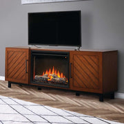 Bella Electric Fireplace TV Stand in Walnut - Fire Pit Oasis