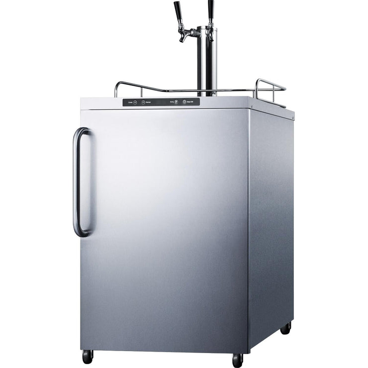 Summit Commercial 24-Inch 5.6 Cu. Ft. Outdoor Rated Double Tap Beer Dispenser / Kegerator - SBC635MOS7TWIN