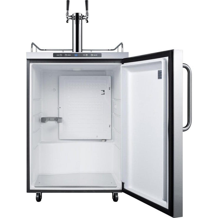 Summit Commercial 24-Inch 5.6 Cu. Ft. Outdoor Rated Double Tap Beer Dispenser / Kegerator - SBC635MOS7TWIN