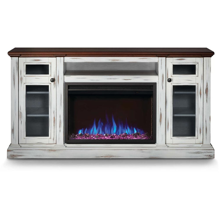 Charlotte Electric Fireplace TV Stand in Antique White - Fire Pit Oasis