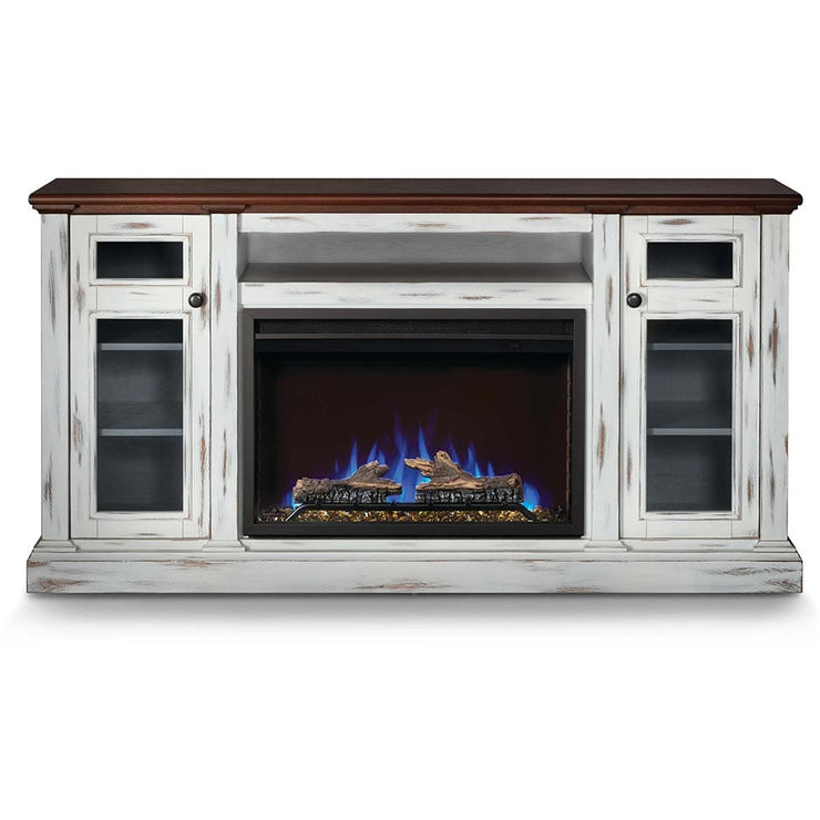 Charlotte Electric Fireplace TV Stand in Antique White - Fire Pit Oasis