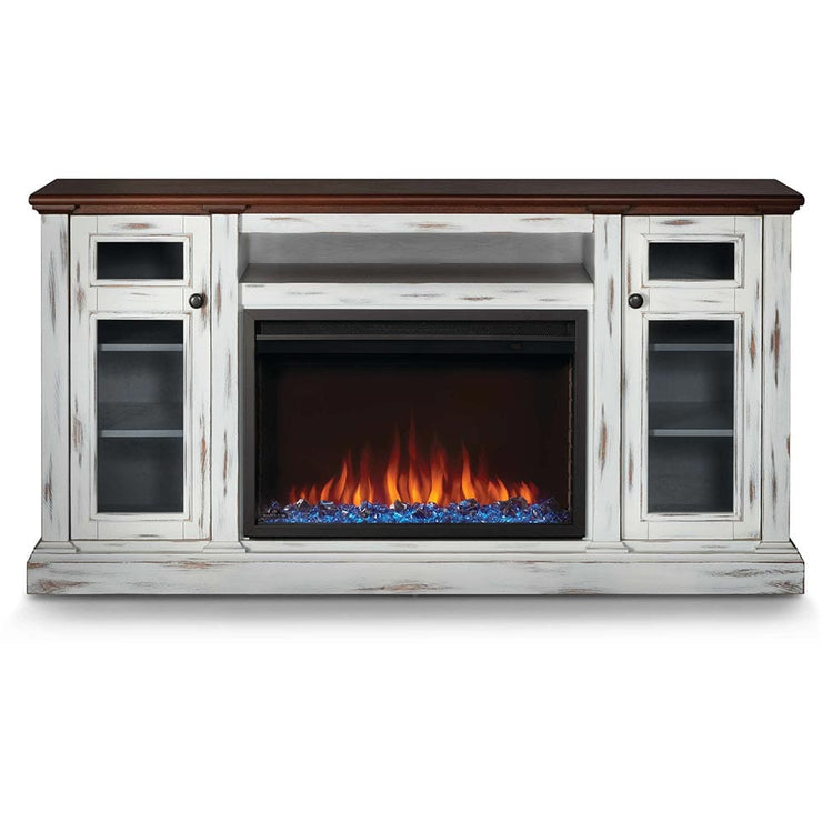 Charlotte Electric Fireplace TV Stand in Antique White - Fire Pit Oasis