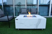 Elementi Bianco Marble Porcelain Fire Table - Fire Pit Oasis