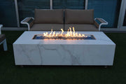 Elementi Carrara Marble Porcelain Fire Table - Fire Pit Oasis