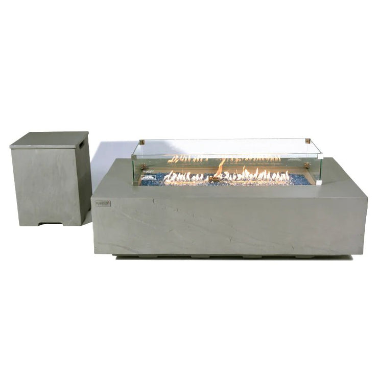 Elementi Plus Meteora Rectangular Concrete Fire Pit Table - Fire Pit Oasis
