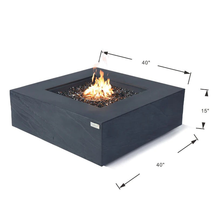 Elementi Plus Roraima Square Concrete Fire Pit Table - Fire Pit Oasis