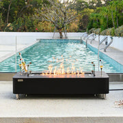 Elementi Plus Valencia Rectangular Marble Fire Pit Table - Fire Pit Oasis