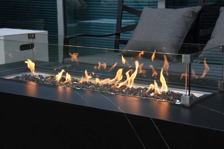 Elementi Varna Marble Porcelain Fire Table - Fire Pit Oasis