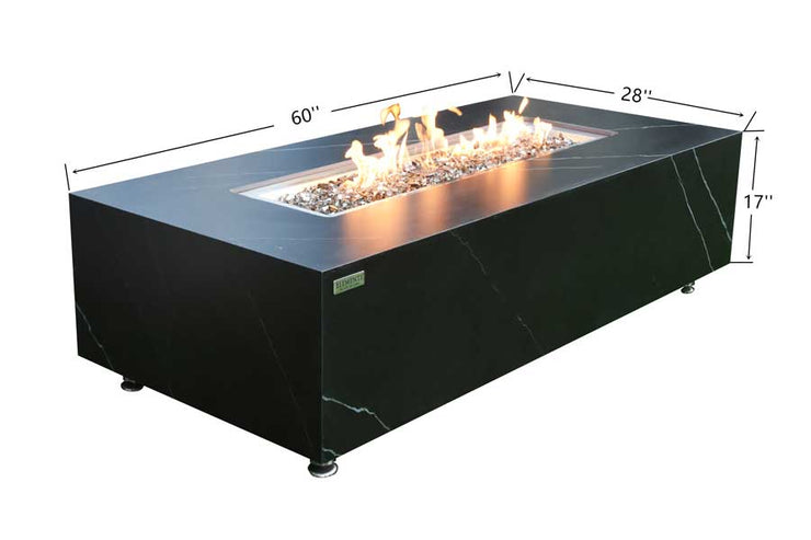 Elementi Varna Marble Porcelain Fire Table - Fire Pit Oasis