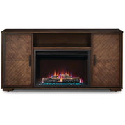 Hayworth Electric Fireplace TV Stand in Rustic Long Board - Fire Pit Oasis