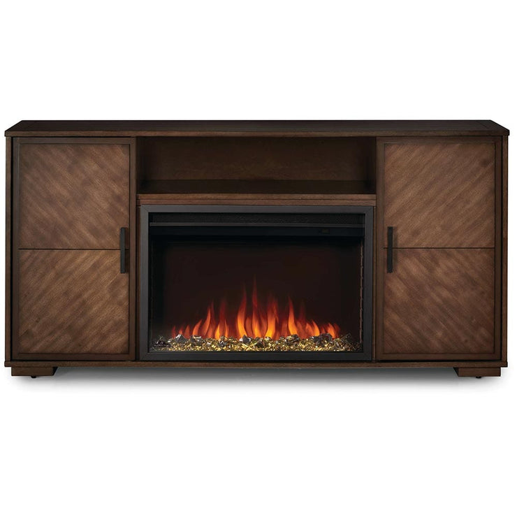 Hayworth Electric Fireplace TV Stand in Rustic Long Board - Fire Pit Oasis