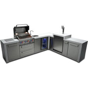 Mont Alpi 400 Deluxe Island with a 90 Degree Corner, Kegerator and Beverage Center - MAi400-D90KEGBEV - Fire Pit Oasis