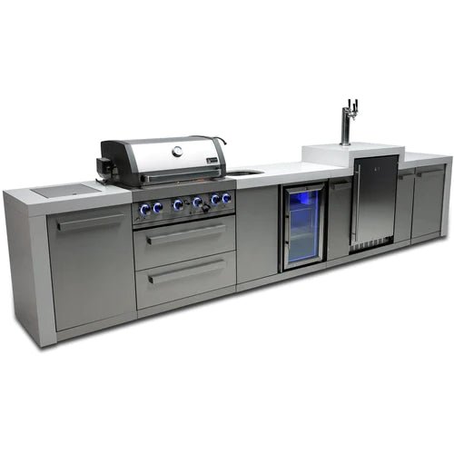 Mont Alpi 400 Deluxe Island with a Kegerator and a Beverage Center - MAi400-DKEGBEV - Fire Pit Oasis