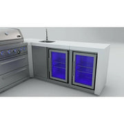 Mont Alpi 400 Deluxe Island with Beverage Center, 90 degree corner and Fridge Cabinet MAi400-DBEV90FC - Fire Pit Oasis