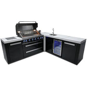 Mont Alpi 805 Black Stainless Steel Island with a 90 Degree Corner and Beverage Center - MAi805-BSS90BEV - Fire Pit Oasis