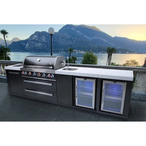 Mont Alpi 805 Black Stainless Steel Island with Beverage Center and Fridge Cabinet MAi805-BSSBEVFC - Fire Pit Oasis