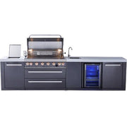 Mont Alpi 805 Black Stainless Steel Island with Beverage Center - Outdoor Kitchen - MAi805-BSSBEV - Fire Pit Oasis