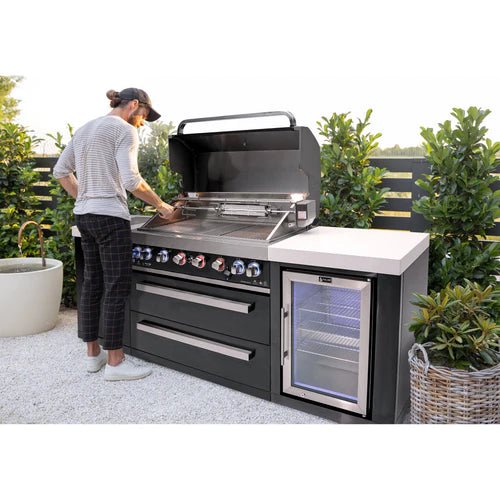 Mont Alpi 805 Black Stainless Steel Island with Fridge Cabinet - Outdoor Kitchen - MAi805-BSSFC - Fire Pit Oasis