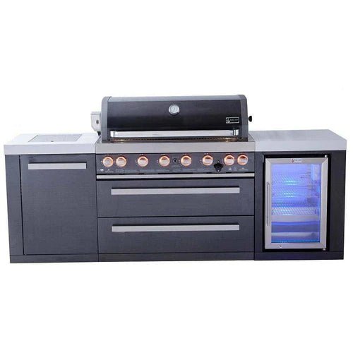 Mont Alpi 805 Black Stainless Steel Island with Fridge Cabinet - Outdoor Kitchen - MAi805-BSSFC - Fire Pit Oasis