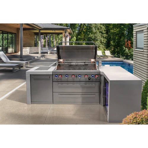 Mont Alpi 805 Deluxe Island with 90 Degree Corner and Fridge Cabinet MAi805-D90FC - Fire Pit Oasis