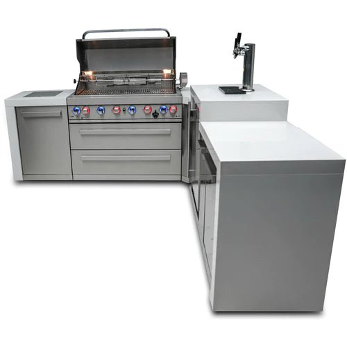 Mont Alpi 805 Deluxe Island with a 90 Degree Corner and Kegerator - MAi805-D90KEG - Fire Pit Oasis