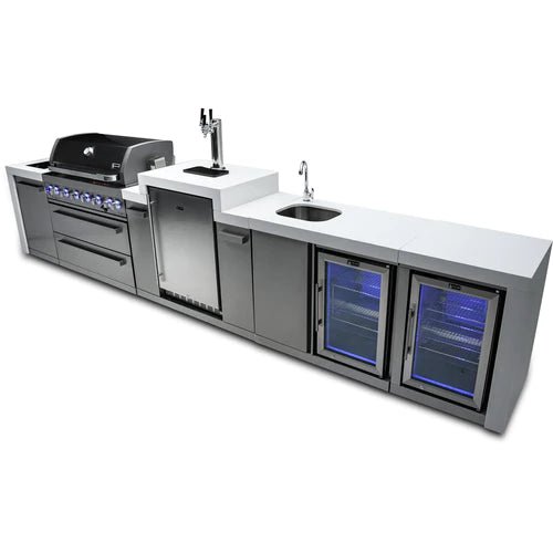 Mont Alpi 805 Deluxe Island with a Kegerator, Beverage Center and Fridge Cabinet - MAi805-DKEGBEVFC - Fire Pit Oasis