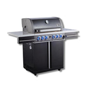 Mont Alpi Supreme 4 Burner cart grill in Black Stainless Steel - Fire Pit Oasis