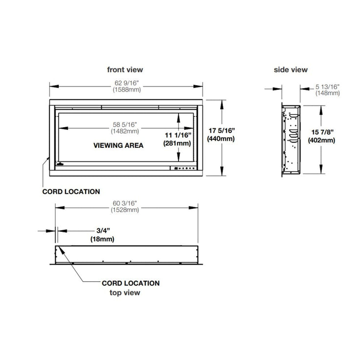 Napoleon 60-In Alluravision Deep Wall Mount Electric Fireplace - NEFL60CHD - Fire Pit Oasis