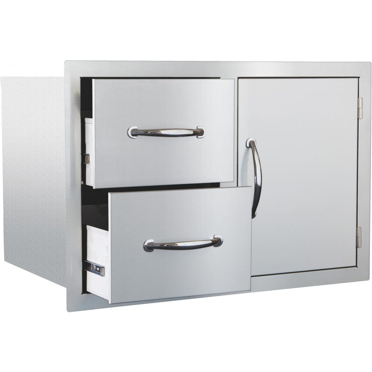 Summerset 30-Inch Stainless Steel Flush Mount Access Door & Double Drawer Combo - SSDC-1 - Fire Pit Oasis