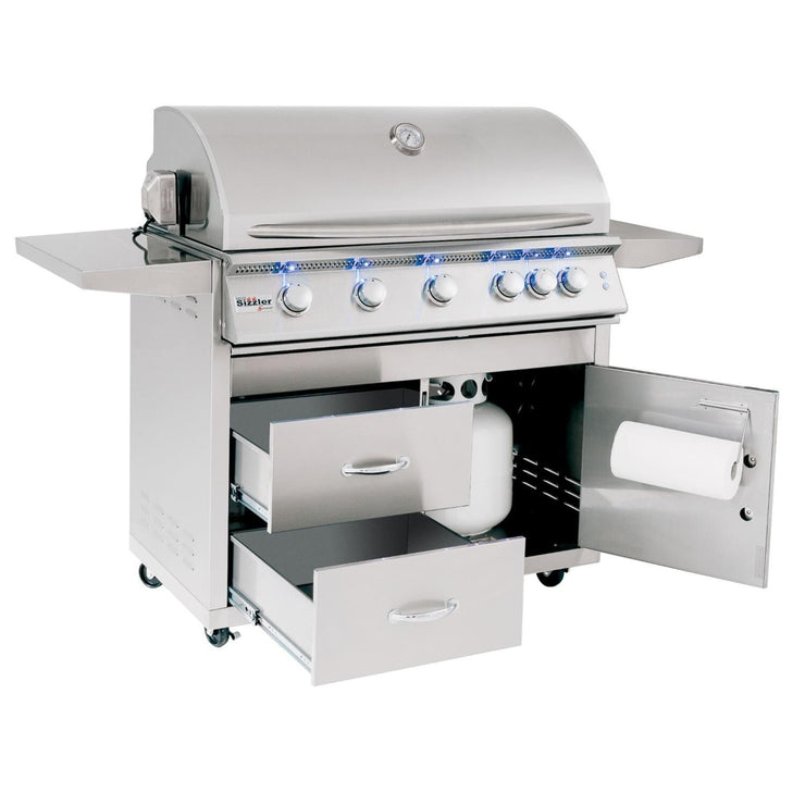 Summerset Sizzler Pro 40-Inch 5-Burner Natural Gas Grill With Rear Infrared Burner - SIZPRO40-NG - Fire Pit Oasis